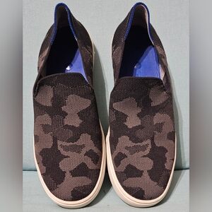 Rothy's Black and Gray Camo Slip-On Loafers